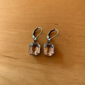 Vintage Emerald-Cut Clear Glass Dangle Earrings
